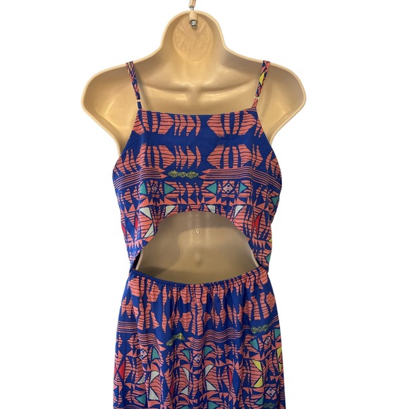 Everly Multi-color Maxi Dress Open Back Adjustable Spaghetti Straps Small - Picture 4 of 7
